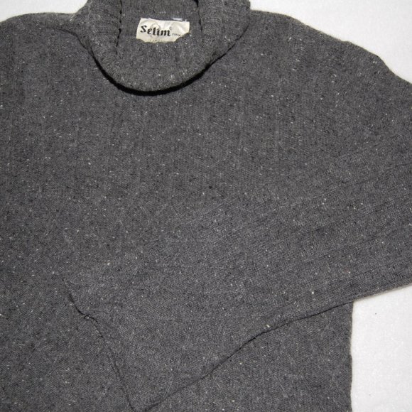 Vintage 1991, Dark Gray Heather Knit Turtleneck, 100% Lambswool - Picture 6 of 13